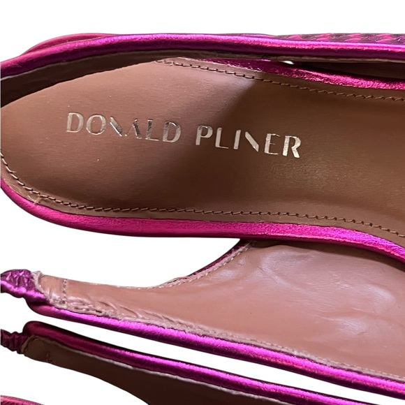 Donald Pliner Olympia NWT fuchsia pink woven leather sling back kitten heels - Picture 8 of 10